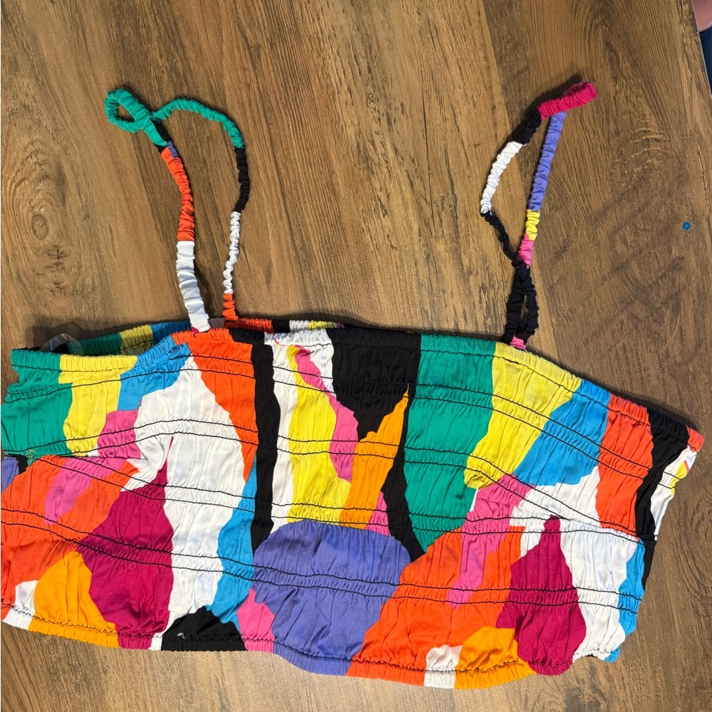 Colorful Abstract Print Crop Top